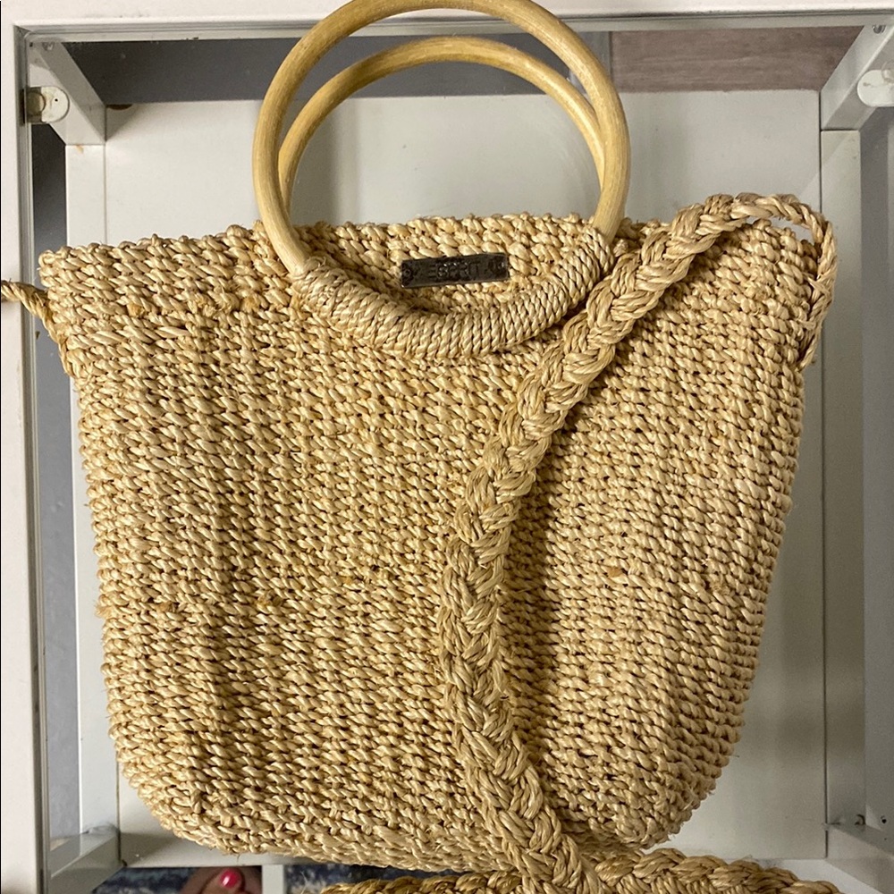 ESPRIT Vintage Natural Woven Straw Crossbody Bag